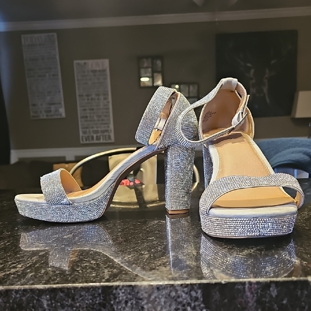 Elegant Silver RHINESTONE High Heel Sandals